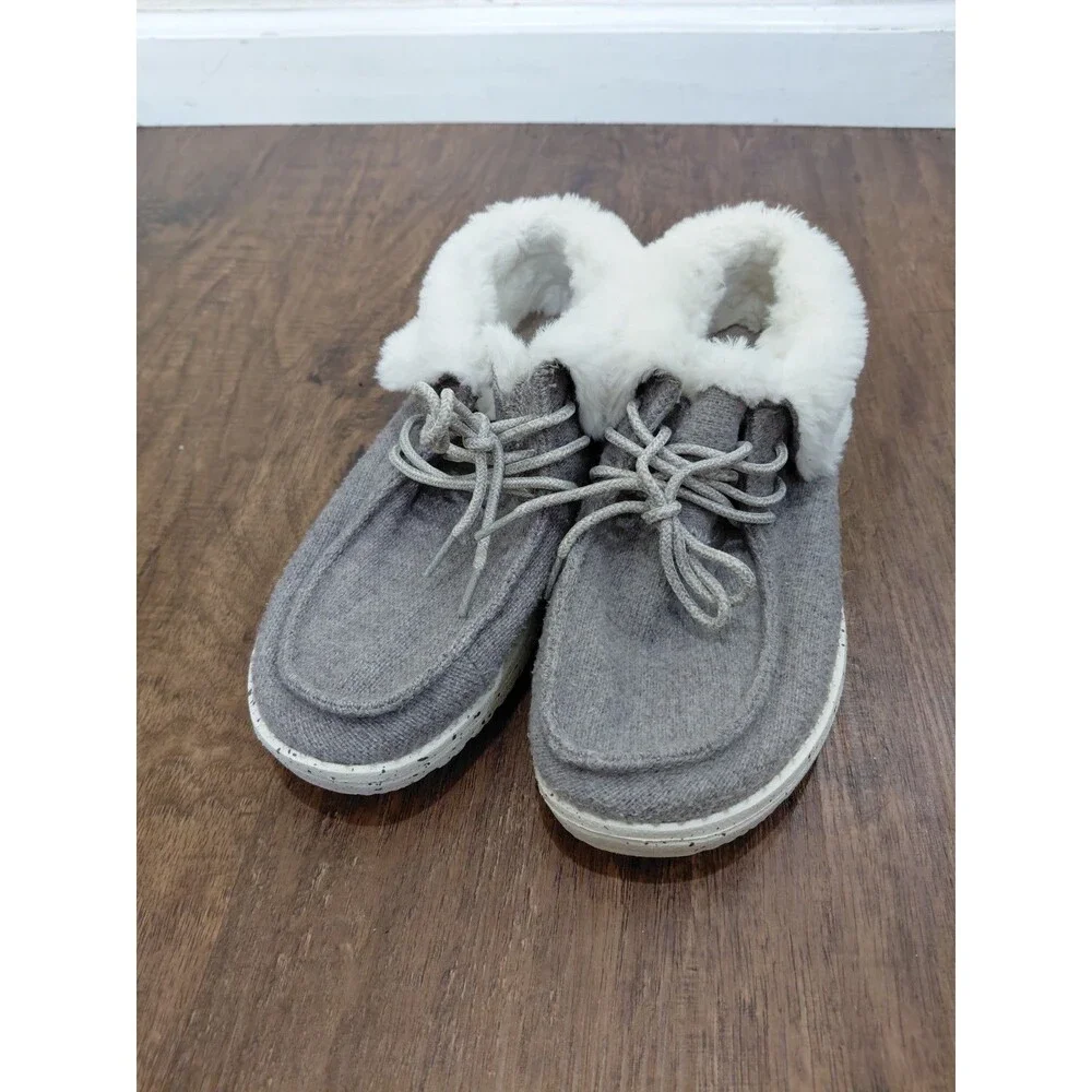 Hey Dude Britt Charcoal  Women's faux fur-lined ankle booties size 6